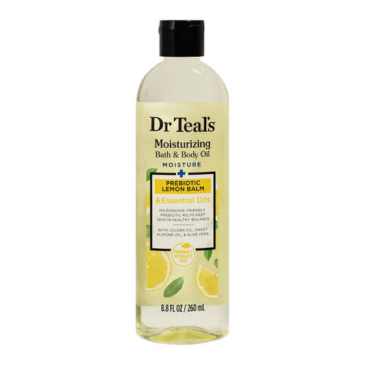 Dr Teals moisturizing bath & body oil moisture probiotic lemon balm & essential oils